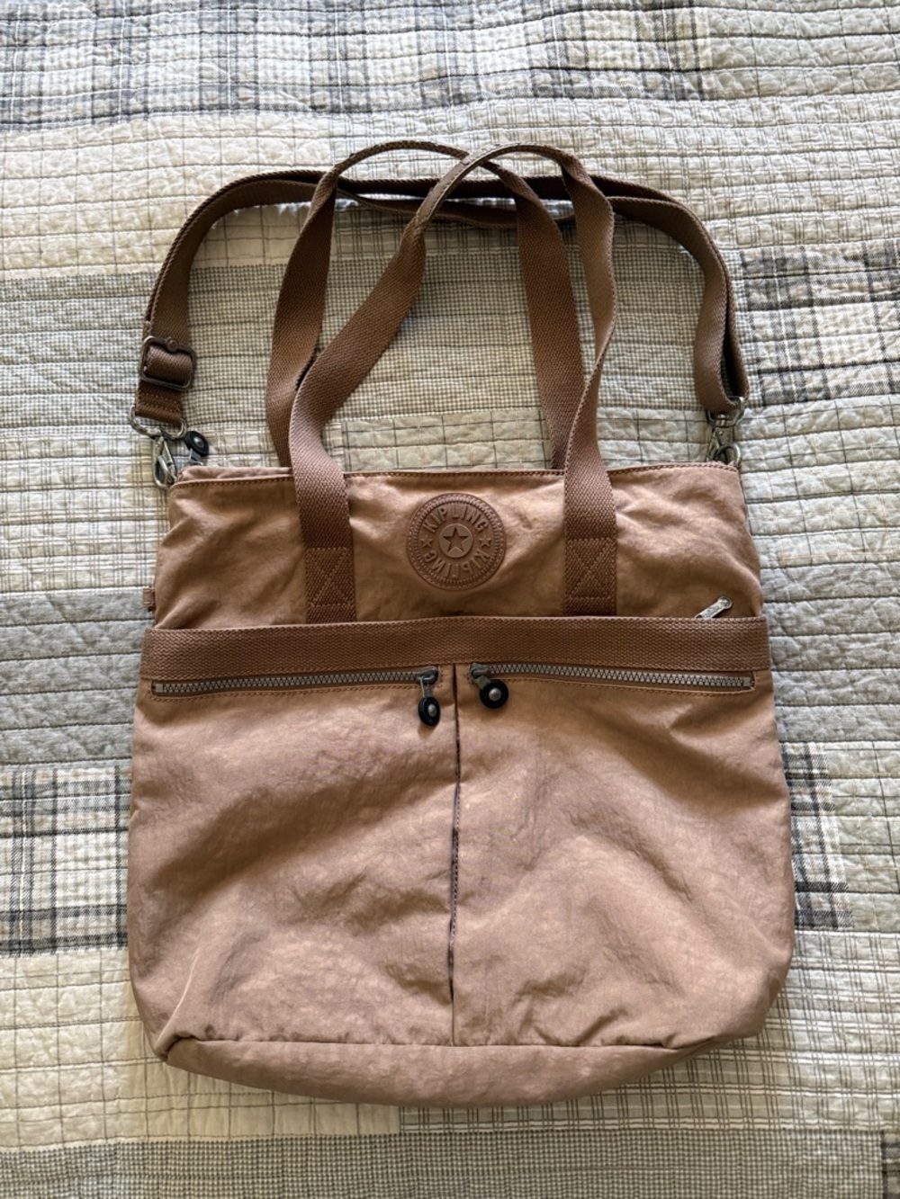 Kipling Nylon Tote Bag with Front Zip Pocket